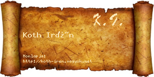 Koth Irén névjegykártya